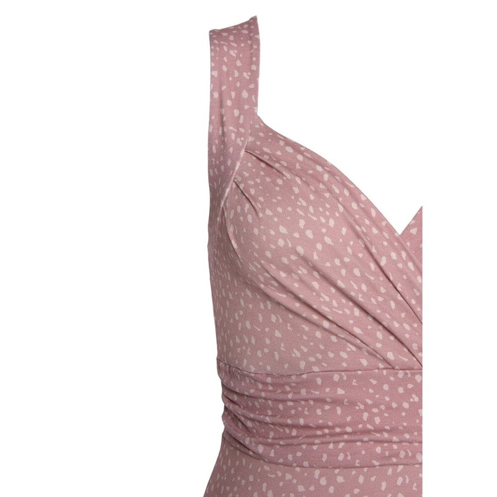 NWT Lascana Pink Sleeveless Ruched Printed Casual Soft Stretchy Flowy Mini Dress - Picture 14 of 16